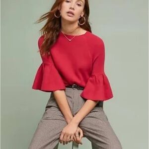 Anthropologie Red Moth Anais Bell-Sleeve Sweater